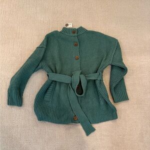 Free People Teal Button-Up Cardigan